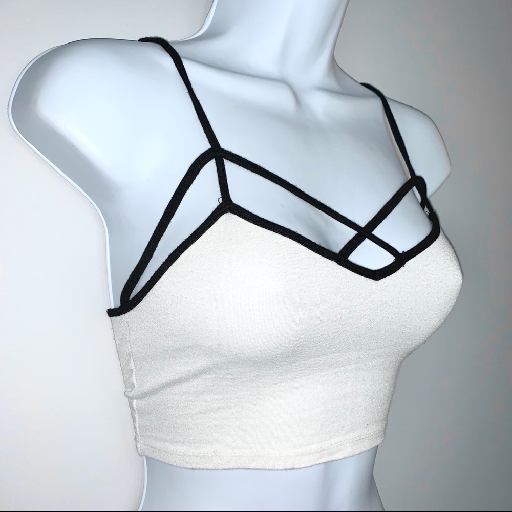 BANDY MELVILLE CRISS CROSS BRALETTE WHITE/BLACK